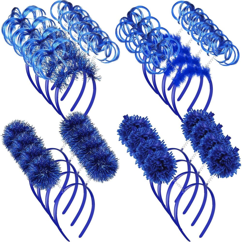 1984 16 Pcs Pom Pom Headband Party Headbands Tinsel Wrapped Ponytail Head